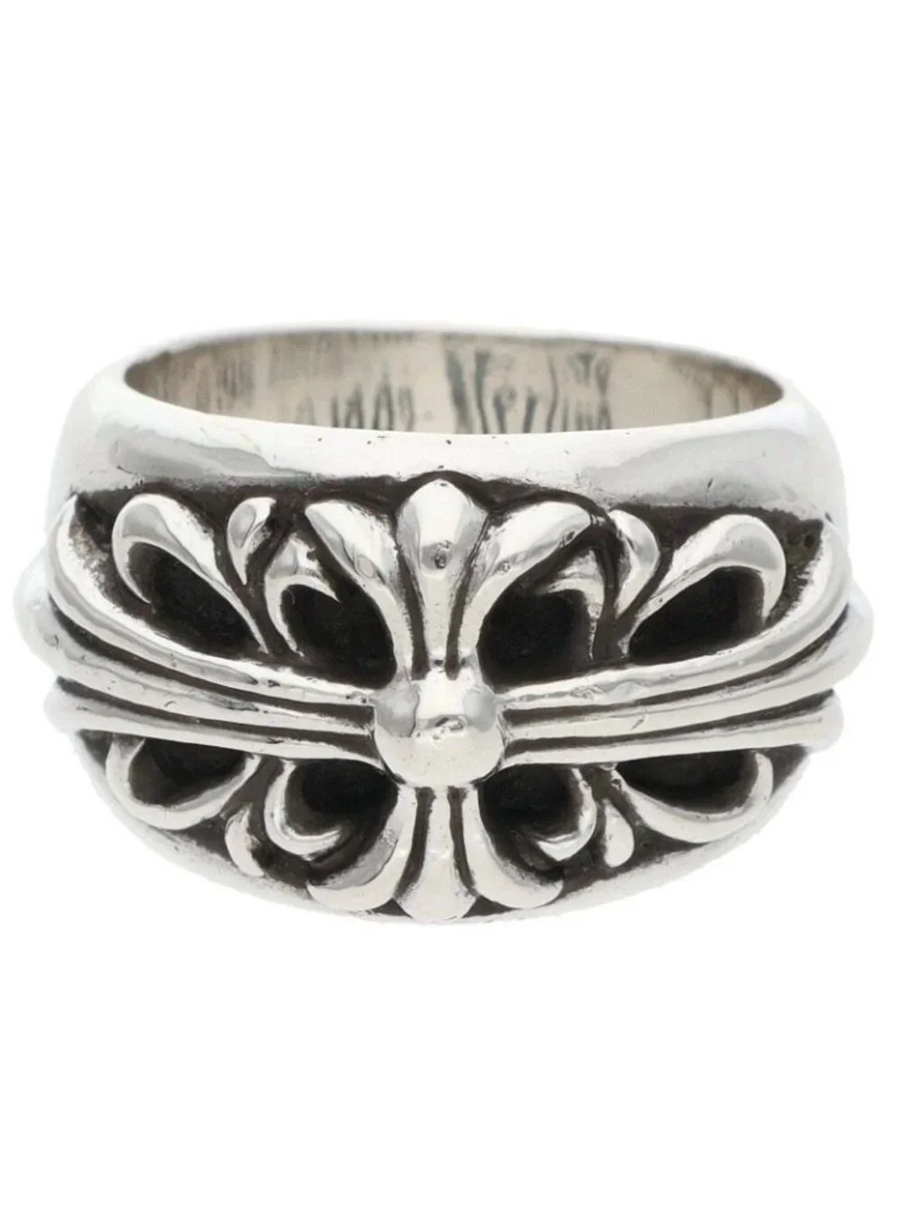 Chrome Hearts Flrl Crs Floral Cross Silver Ring